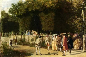 Playing Jeu De Boules by Jean-Louis Ernest Meissonier - Oil Painting Reproduction
