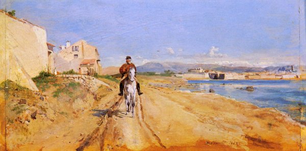 Main Product Photo of Self-Portrait Along The Route De La Salice, Antibes Painting by Jean-Louis Ernest Meissonier