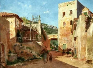Street Scene near Antibes by Jean-Louis Ernest Meissonier - Oil Painting Reproduction