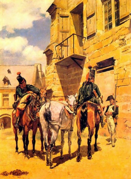 Main Product Photo of The Halt Painting by Jean-Louis Ernest Meissonier