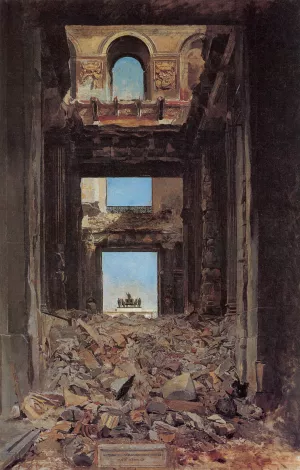 The Ruins of the Tuileries Palace after the Commune of 1871 by Jean-Louis Ernest Meissonier Oil Painting