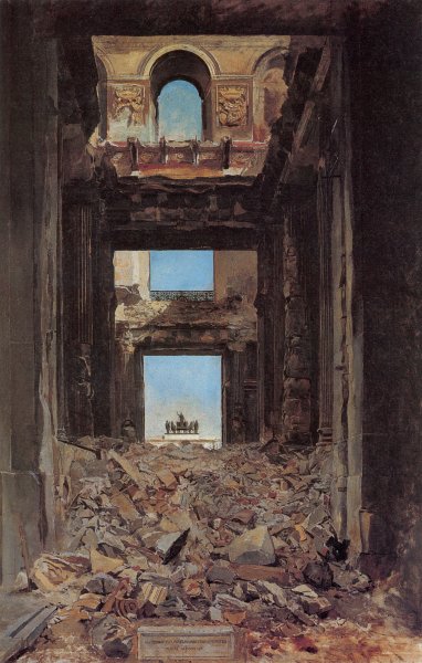 Main Product Photo of The Ruins of the Tuileries Palace after the Commune of 1871 Painting by Jean-Louis Ernest Meissonier