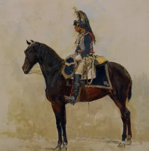 Un Cuirassier by Jean-Louis Ernest Meissonier Oil Painting