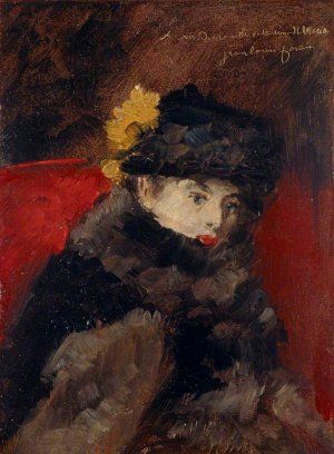 A Lady in a Fur Cape Oil painting by Jean-Louis Forain