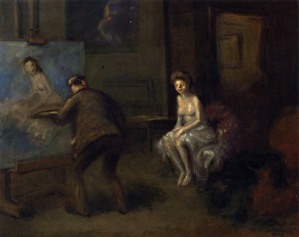 Artist Painting a Young Woman in White