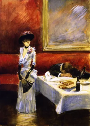 At a Restaurant painting by Jean-Louis Forain