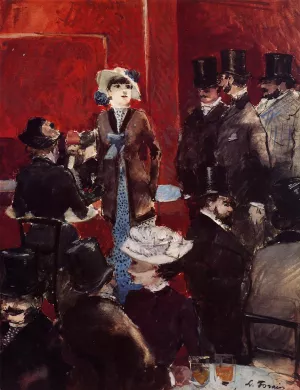 At the Cafe by Jean-Louis Forain - Oil Painting Reproduction