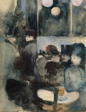 Au cafe by Jean-Louis Forain Oil Painting