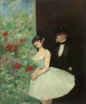 Behind the Scenes by Jean-Louis Forain Oil Painting
