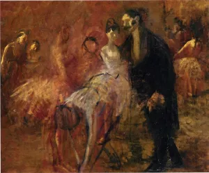 Behind the Scenes by Jean-Louis Forain Oil Painting