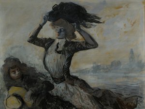 Depart, le coup de vent by Jean-Louis Forain Oil Painting