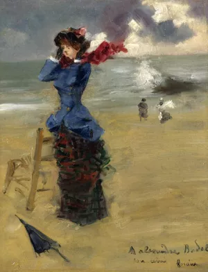 Elegant Woman on the Beach painting by Jean-Louis Forain