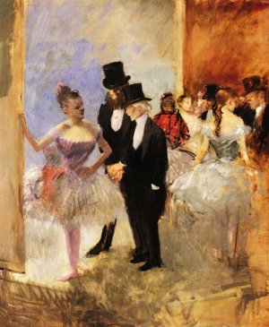 Gentlemen of the Opera also known as The Dance Studio by Jean-Louis Forain Oil Painting