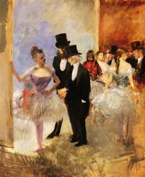 Gentlemen of the Opera also known as The Dance Studio by Jean-Louis Forain Oil Painting