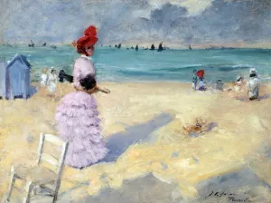 The Beach at Trouville by Jean-Louis Forain Oil Painting