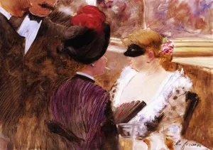 The Box also known as At the Skating Cafe Oil painting by Jean-Louis Forain