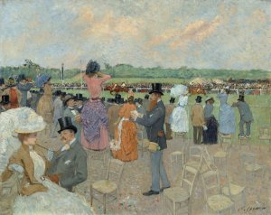 The Races at Longchamp by Jean-Louis Forain Oil Painting