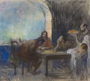 The Supper at Emmaus by Jean-Louis Forain Oil Painting