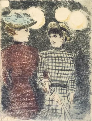 To Bullier's by Jean-Louis Forain Oil Painting
