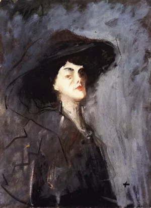 Woman with a Violet by Jean-Louis Forain Oil Painting