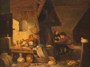 Farmer`s kitchen by Jean-Louis Van Kuyck Oil Painting