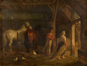 Stable Interior by Jean-Louis Van Kuyck Oil Painting