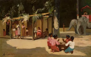 Exotic scene by Jean Lulves Oil Painting