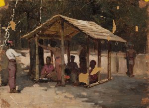 Scene in an Arab village by Jean Lulves Oil Painting