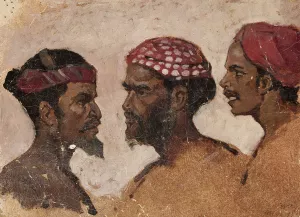Study of three heads by Jean Lulves Oil Painting