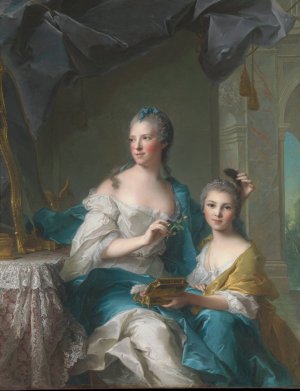 Madame Marsollier and Her Daughter by Jean-Marc Nattier Oil Painting