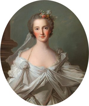Portrait Of An Elegant Lady In An Ivory-Coloured Dress by Jean-Marc Nattier Oil Painting