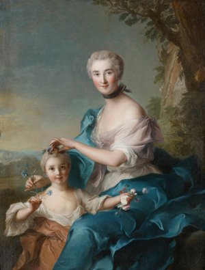 Portrait of Madame Crozat de Thiers and Her Daughter by Jean-Marc Nattier Oil Painting
