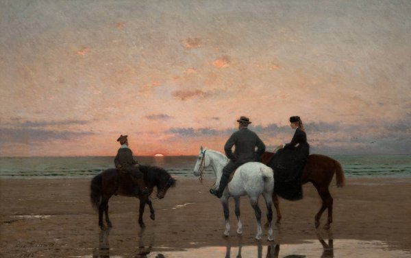Main Product Photo of Three Riders at the Sea  Painting by Jean-Maxime Claude