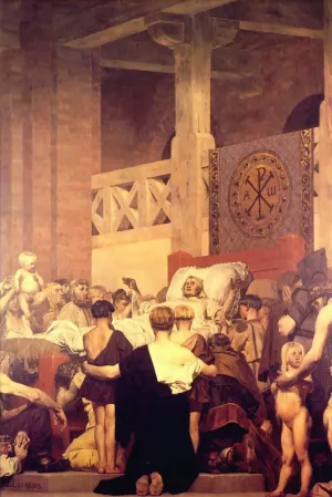 Death of Saint Genevieve center panel painting by Jean-Paul Laurens