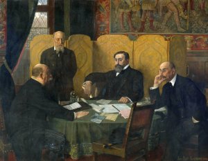 Le Comite de securite de la Ville de Paris et du departement de la Seine, pendant la guerre de 1914-1918 by Jean-Paul Laurens Oil Painting