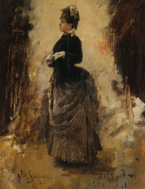 Femme retirant un gant by Jean-Paul Sinibaldi Oil Painting