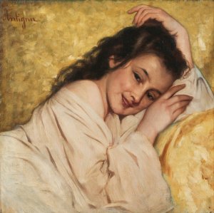 Jeune Fille Souriant by Jean-Pierre-Alexandre Antigna Oil Painting