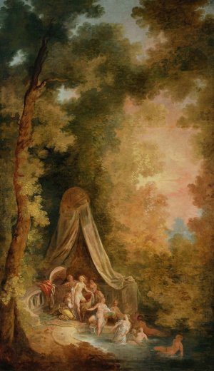 Bathing in a park by Jean Pierre Norblin Oil Painting