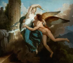 The Reunion of Cupid and Psyche by Jean Pierre Saint-Ours Oil Painting