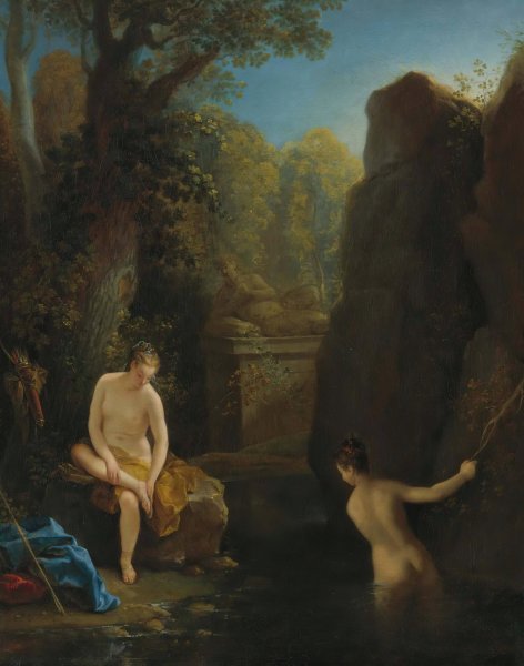 Diana and a Nymph Bathing by Jean Raoux - Hand-Painted Oil Painting Reproduction