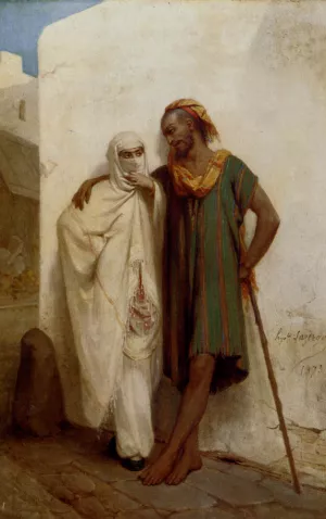 A Rendezvous In An Arabic Street by Jean Raymond Hippolyte Lazerges Oil Painting