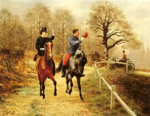 An Afternoon Ride by Jean Richard Goubie Oil Painting