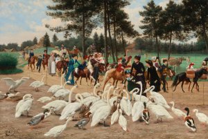 L'apres-Midi Du Dimanche Au Jardin D'acclimatation by Jean Richard Goubie Oil Painting