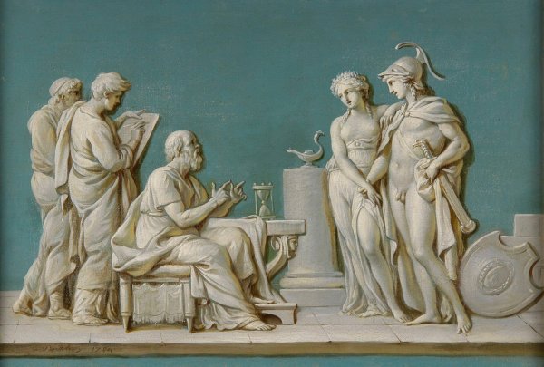 Socrate instruisant la jeunesse  by Jean-Simon Berthelemy - Hand-Painted Oil Painting Reproduction