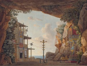 Design for Stage Set for the Second Act of Elisca or L'Habitante de Madagascar by Jean Thomas Thibault Oil Painting