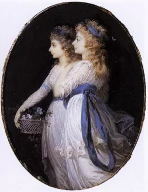 Georgiana, Duchess of Devonshire, with Lady Elizabeth Foster by Jean-Urbain Guerin Oil Painting
