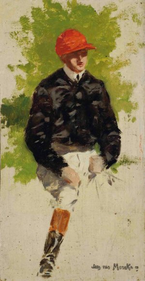 Etude pour un Jockey by Jean Van Marcke De Lummen Oil Painting