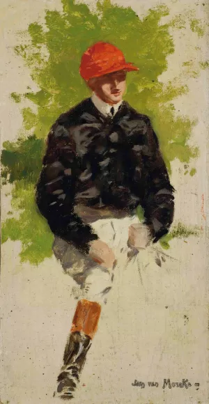 Etude pour un Jockey by Jean Van Marcke De Lummen Oil Painting