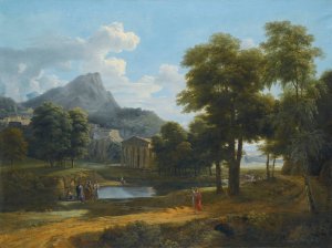 A Mountainous Landscape, With A View Of Pheneos And The Temple Of Minerva Caphyes Oil painting by Jean-Victor Bertin