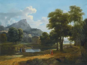 A Mountainous Landscape, With A View Of Pheneos And The Temple Of Minerva Caphyes Oil painting by Jean-Victor Bertin